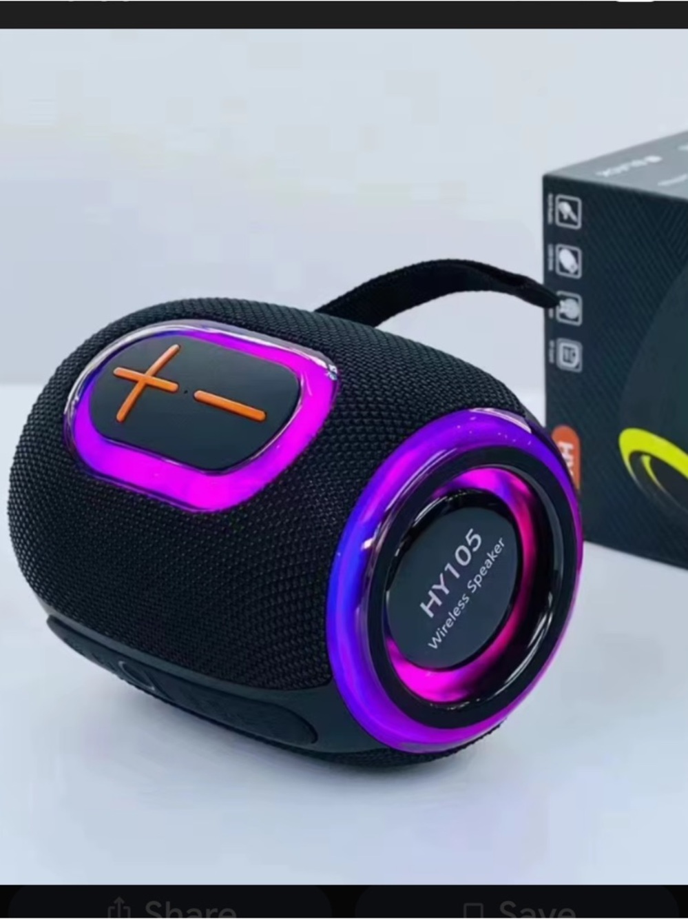 HY105 15W Wireless Bluetooth Speaker with RGB Lights - Black